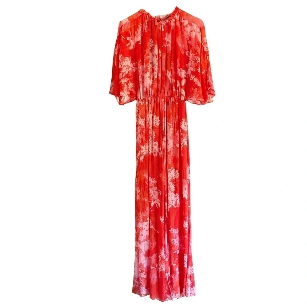 Pinko Jumpsuit Aquarius Tuta Georgette Hibiscus Floral Orange Size 4